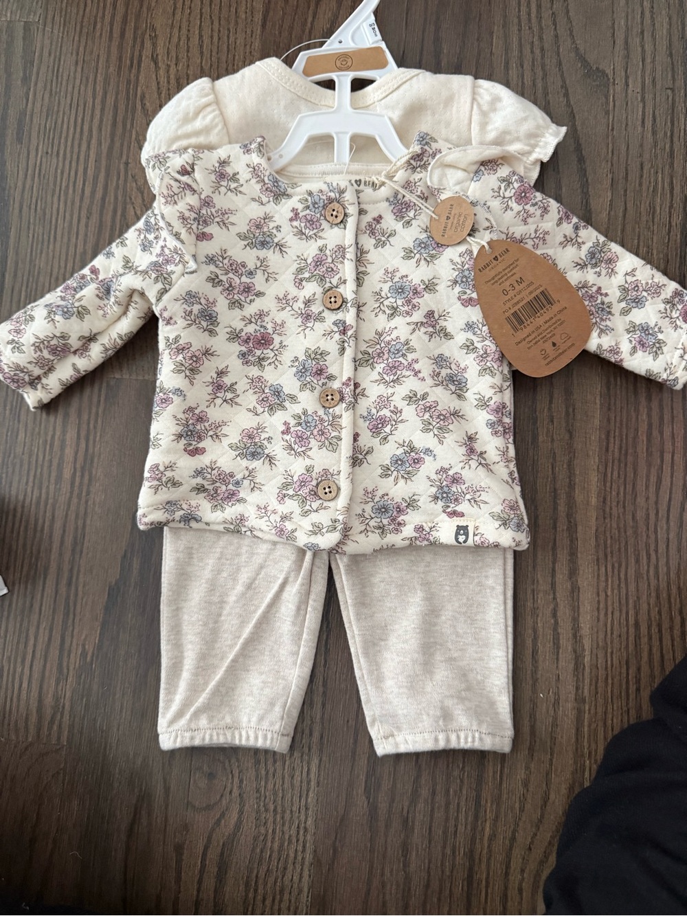 Baby Girls Floral Knit Matching Set in Cream - Brand: (unspecified)